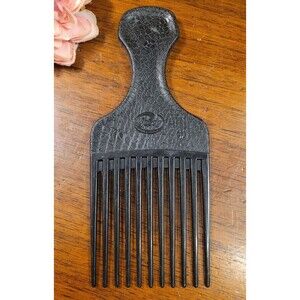 Vintage Goody Plastic Hair Pick Lift Comb Croc Textured BLACK 6.5" Made In USA